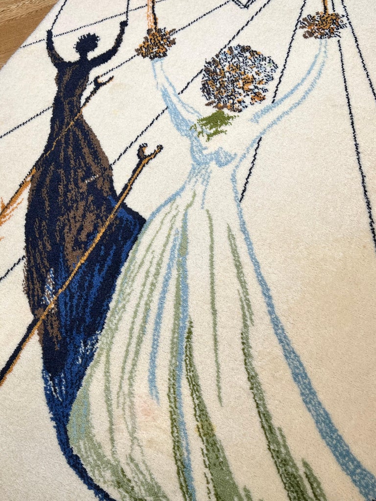 20th Century White and Blue Alice in Wonderland Salvador Dalí Rug, ca ...