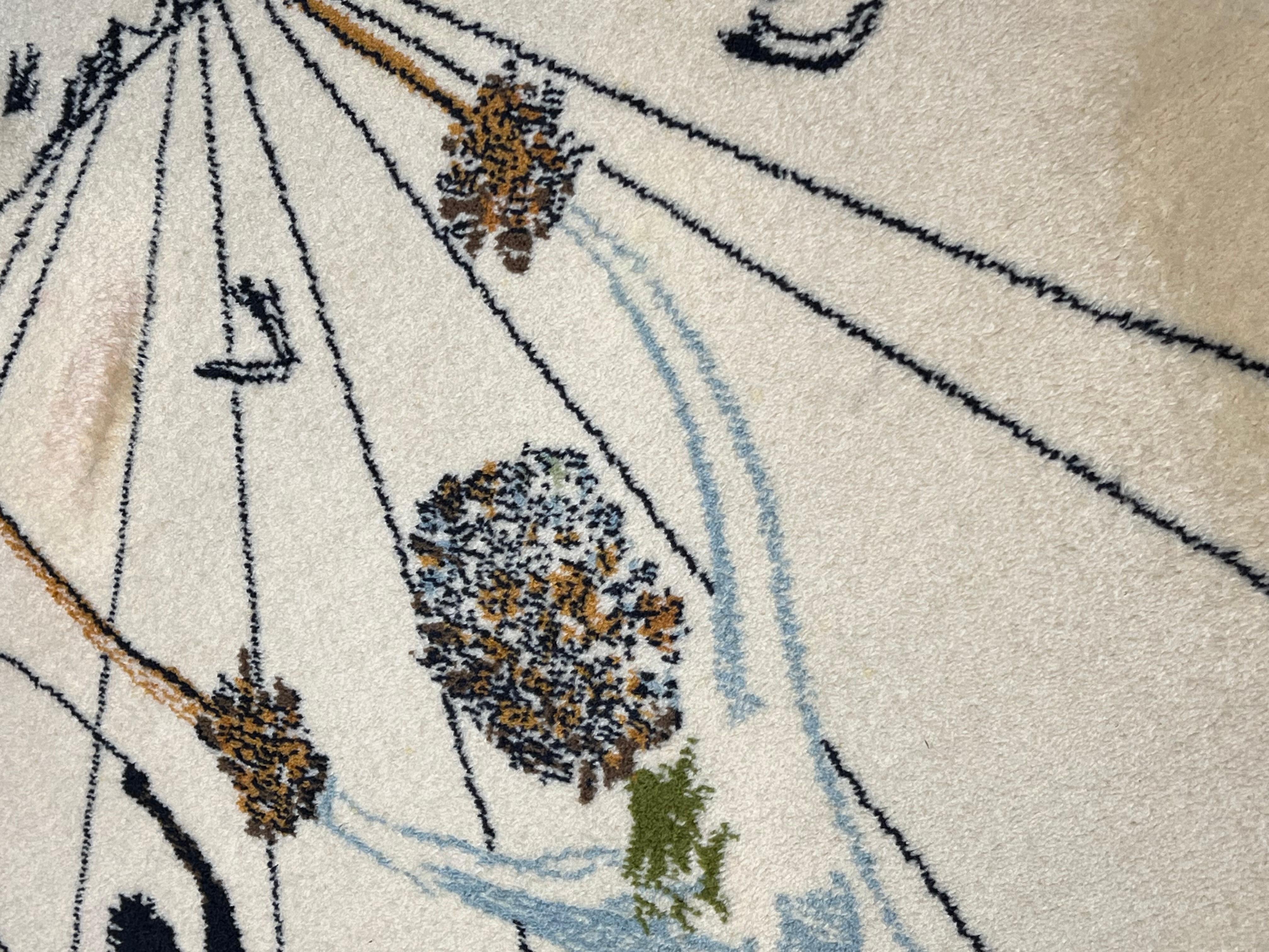 20th Century White and Blue Alice in Wonderland Salvador Dalí Rug, ca 1977 For Sale 1