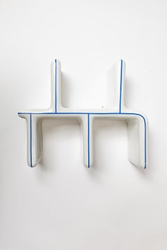 20th century white and blue design modular porcelain wall shelf 1970 design