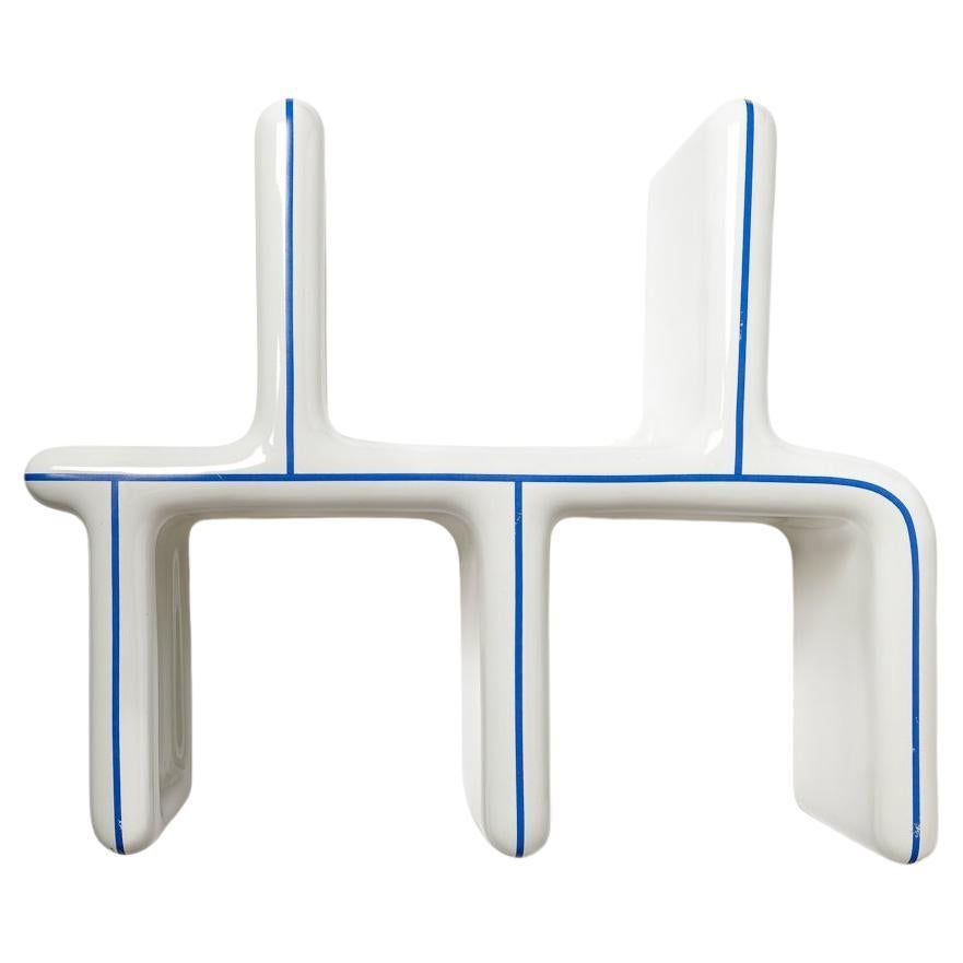 Mensola da parete modulare in porcellana del XX secolo, design bianco e blu 1970 in vendita