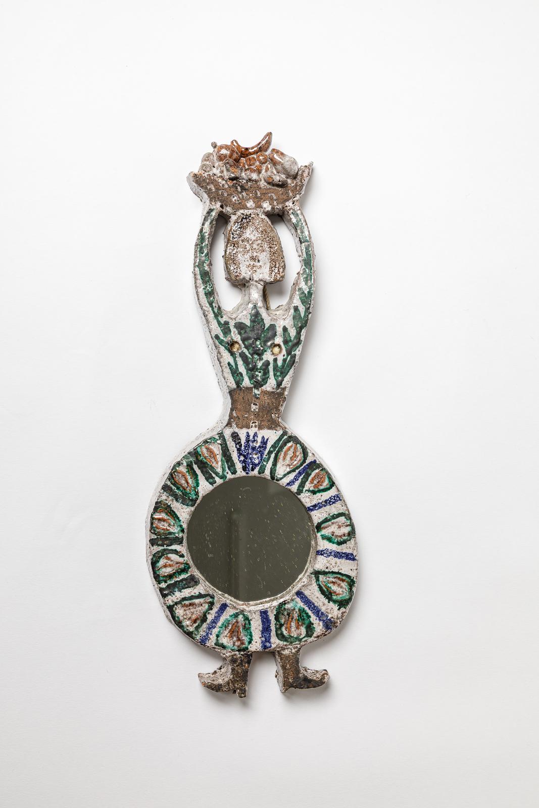 Albert Thiry - Vallauris 


20th century design ceramic wall mirror by Albert Thiry

Unique handmade ceramic piece

Realised circa 1950

Original perfect condition

signed 

Height 34 cm
Large 13 cm