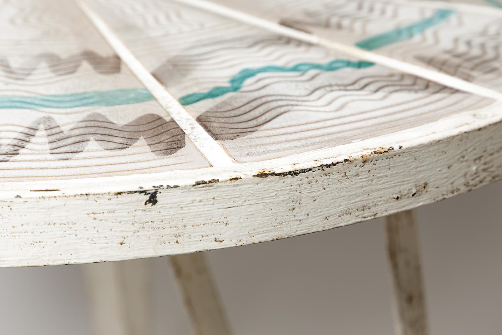 Céramique Table de canapé abstraite en céramique blanche et verte du 20e siècle par Jean Austruy 1960 en vente