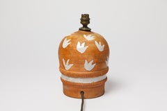 20th century white and orange art deco ceramic table lamp 1940 made in france
