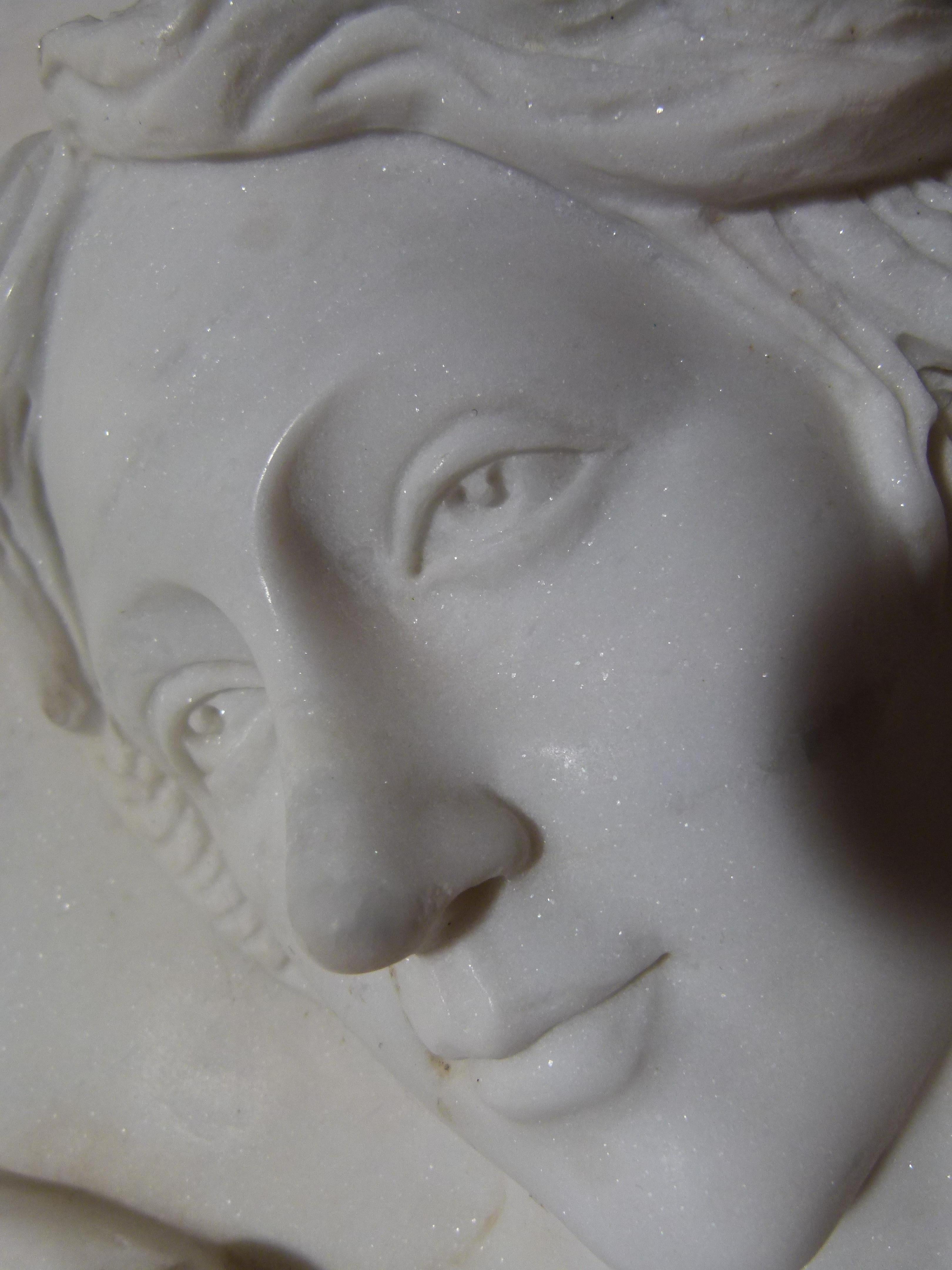 20th Century White Carrara Marble Plaster Relief Art For Sale at 1stDibs