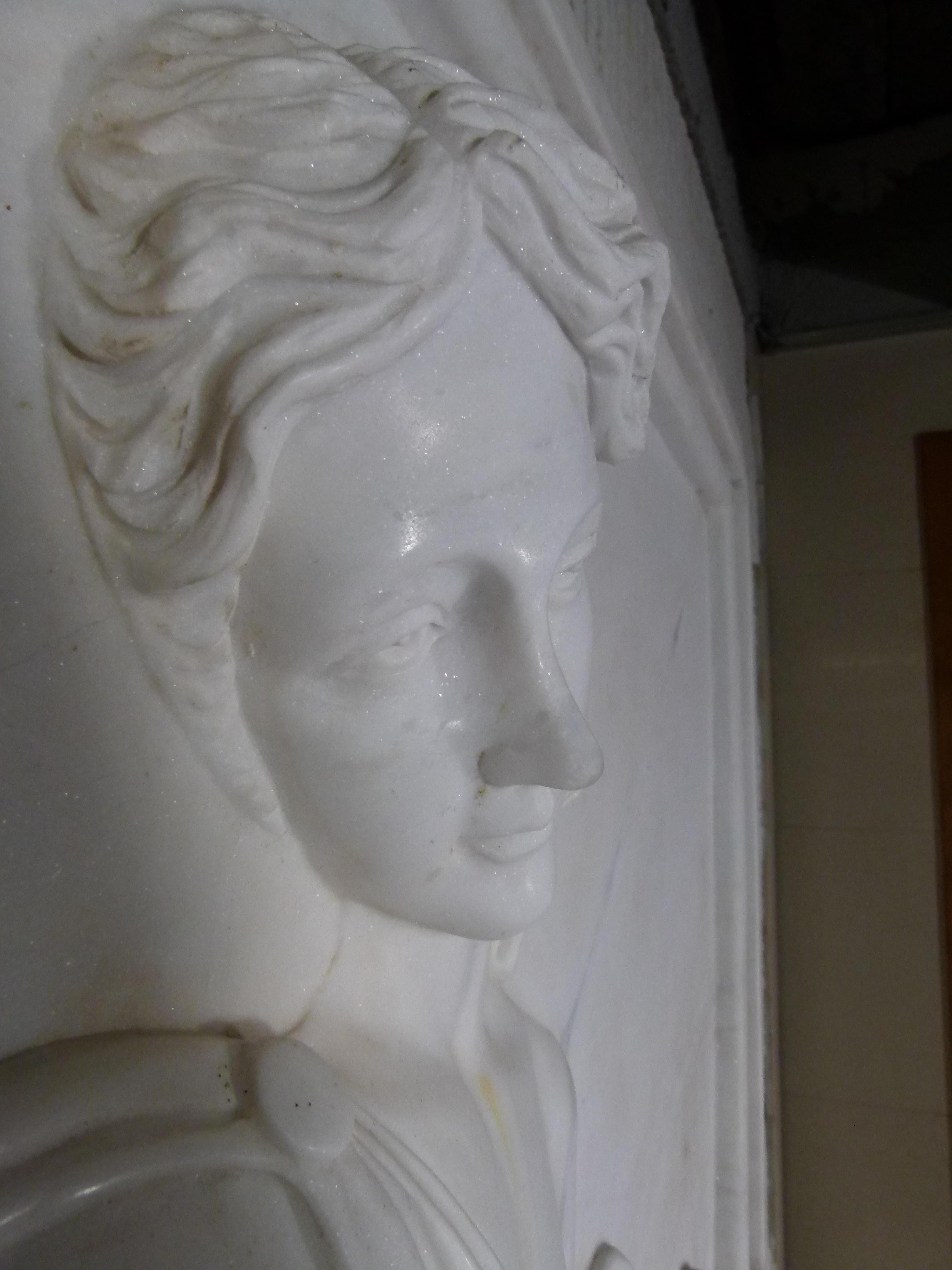 20th Century White Carrara Marble Plaster Relief Art In Good Condition In Vulpellac, Girona