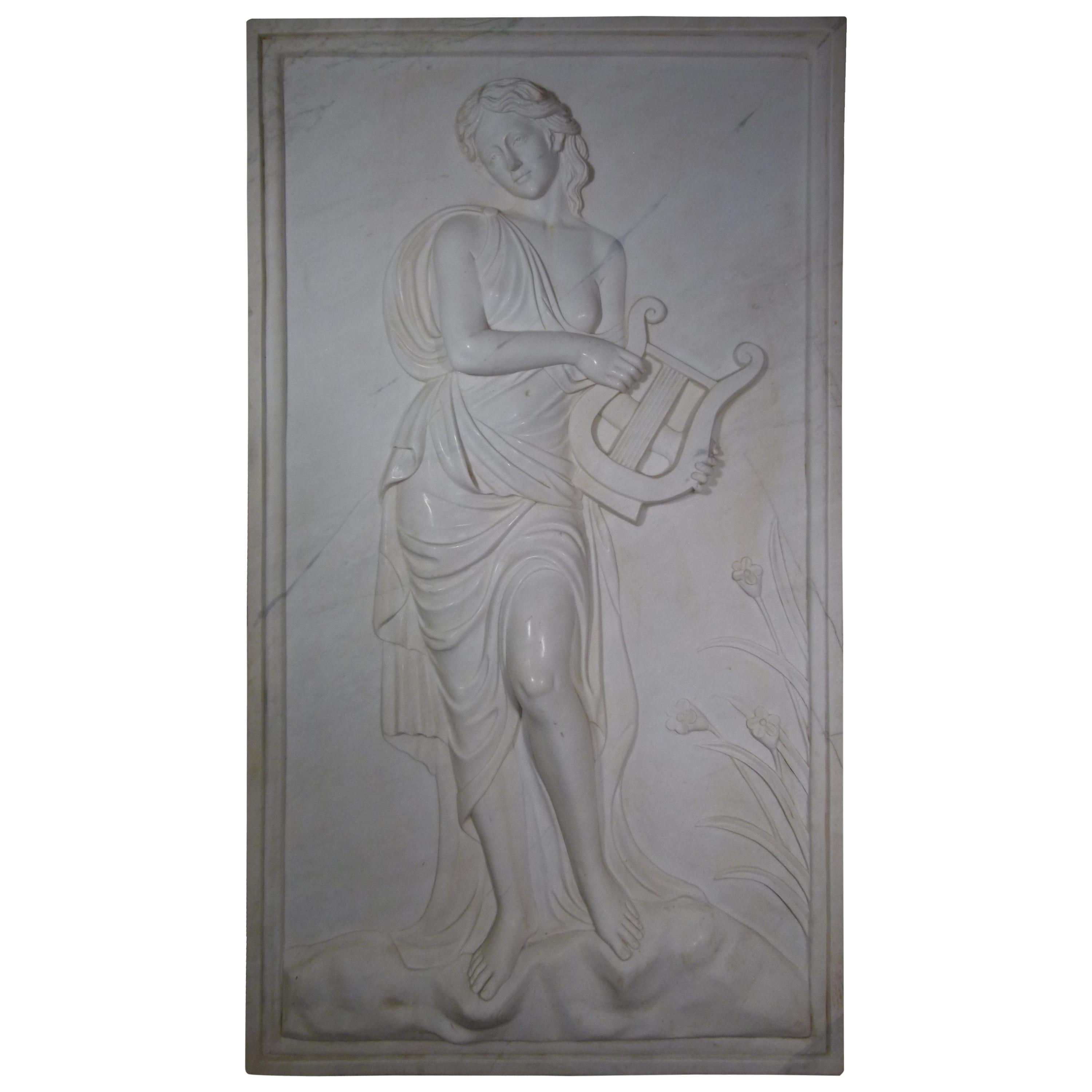 20th Century White Carrara Marble Plaster Relief Art