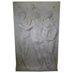 20th Century White Carrara Marble Plaster Relief Art