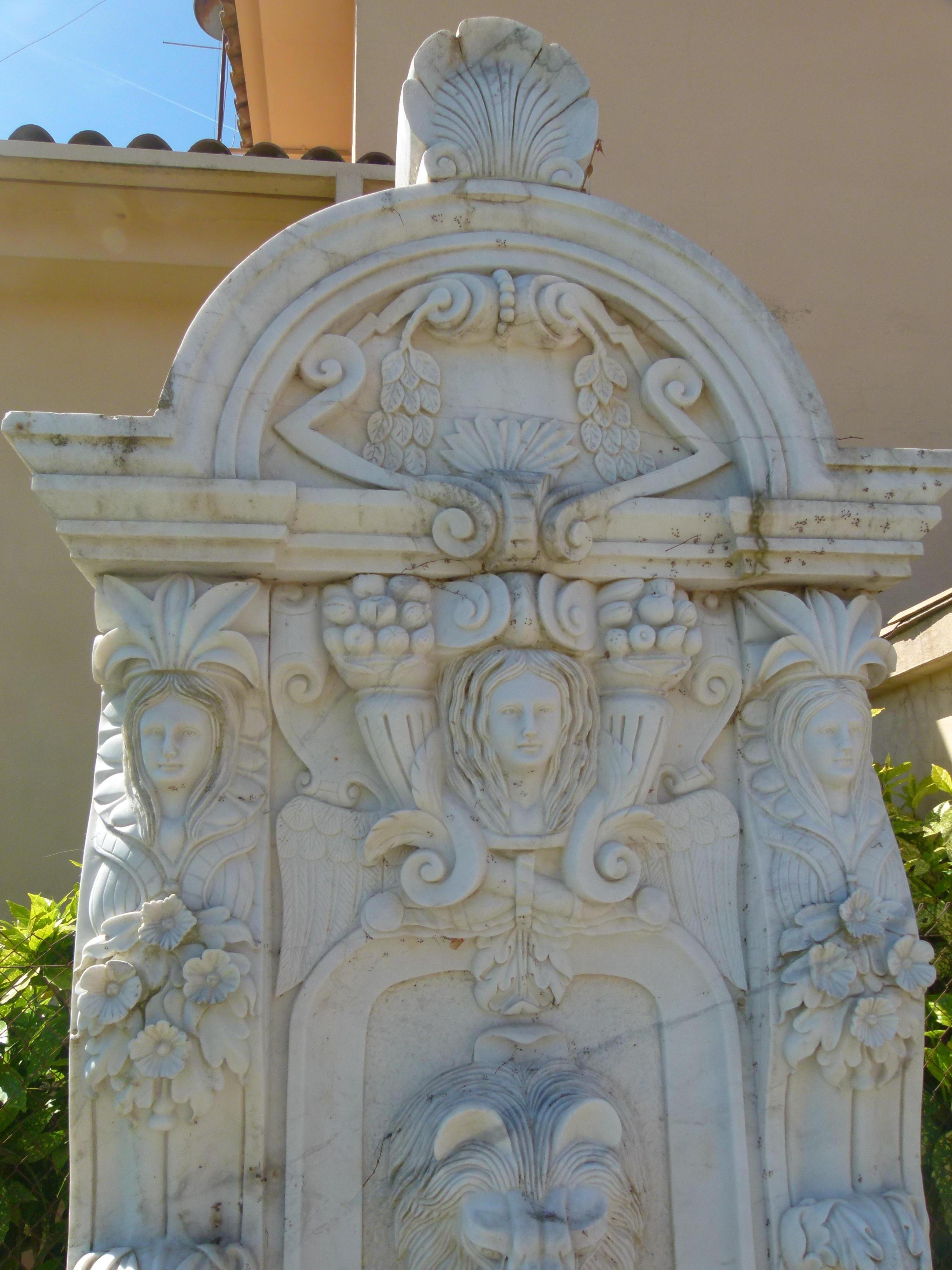Neoclassical Revival 20th Century White Carrera Marble Wall Fountain