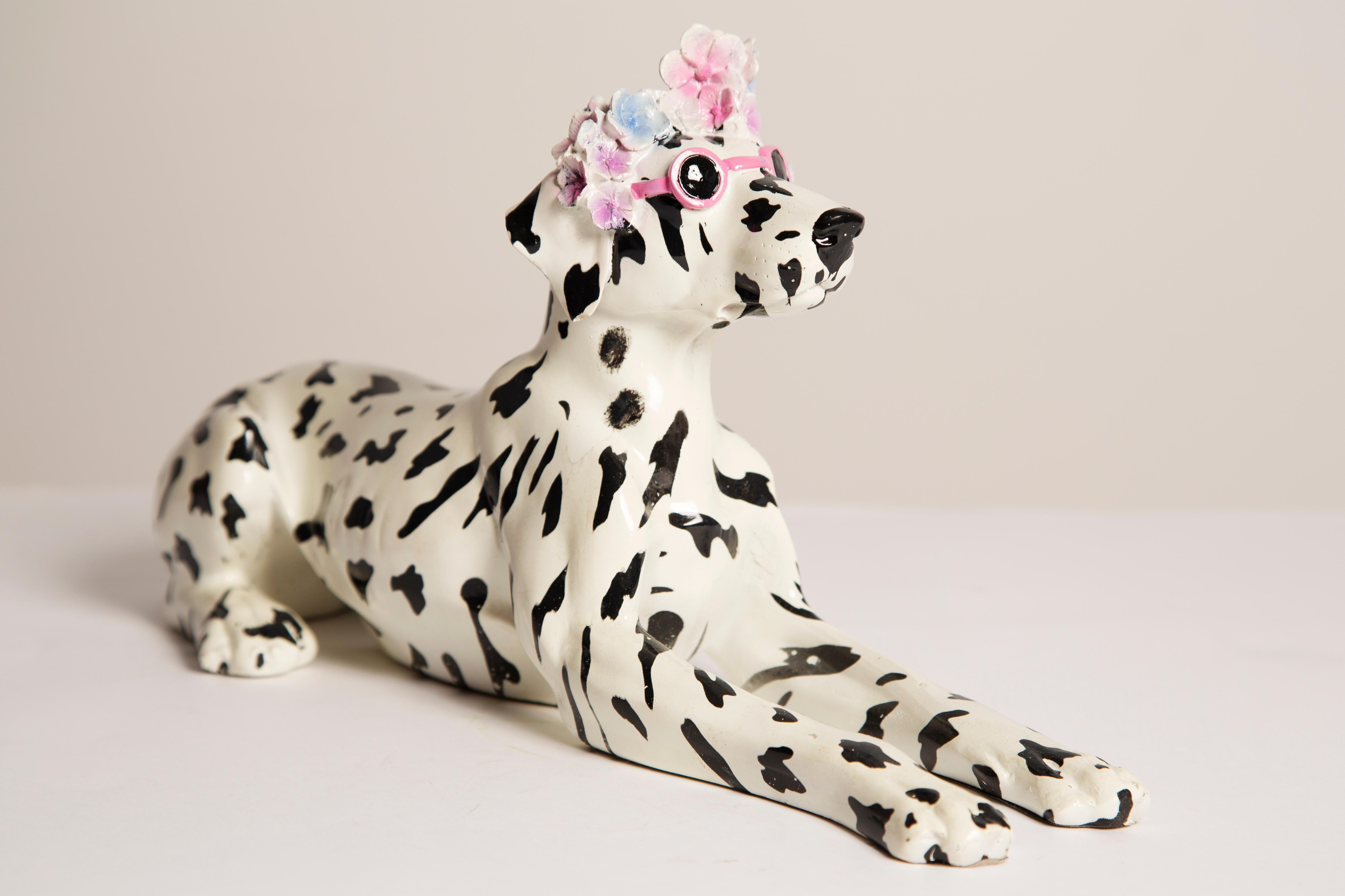 Hand-Painted 20th Century White Dalmatian Dog Sculpture, Italy, 2000s