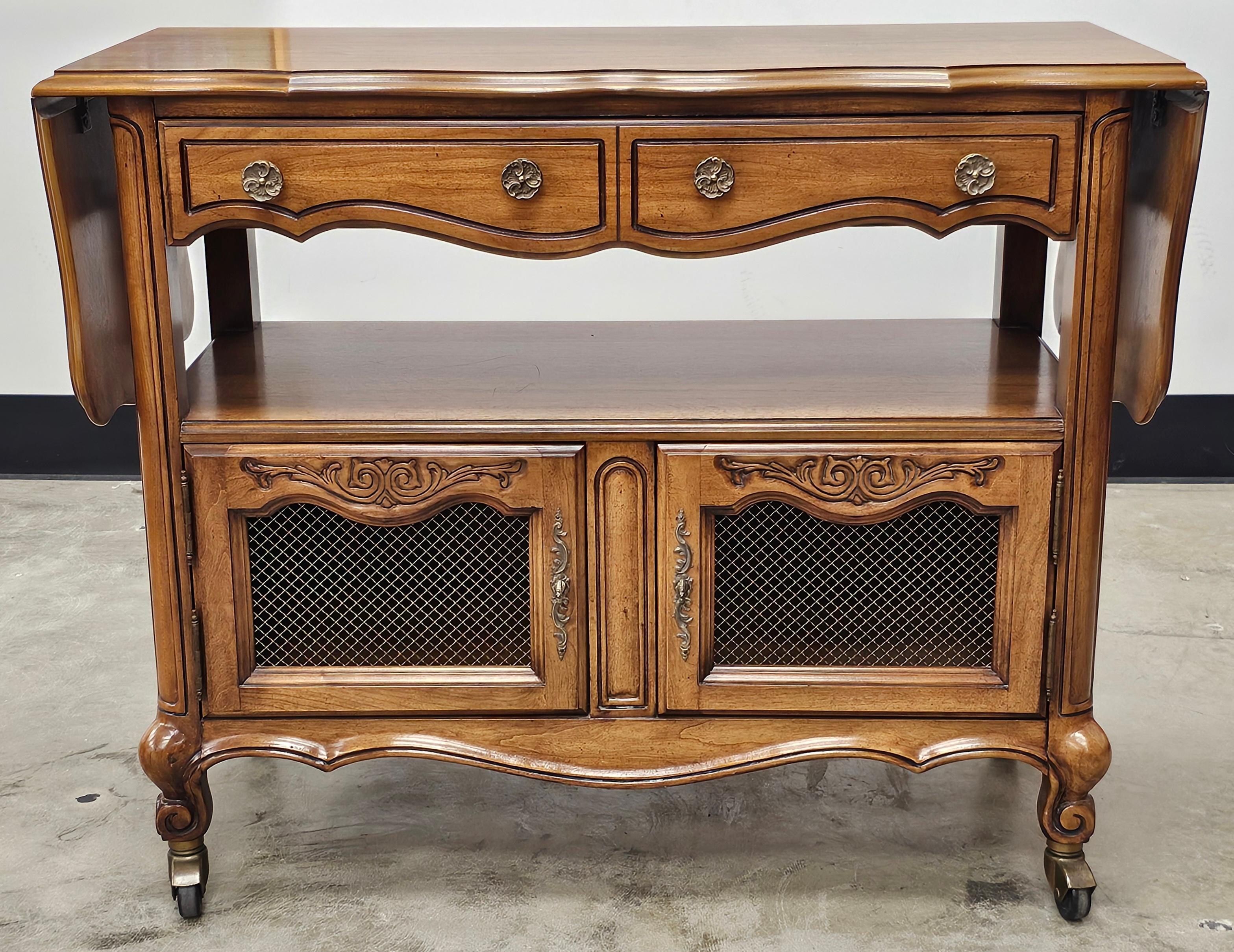 20th Century White Fine Furniture DropLeaf Rolling Buffet Server (Moderne der Mitte des Jahrhunderts) im Angebot