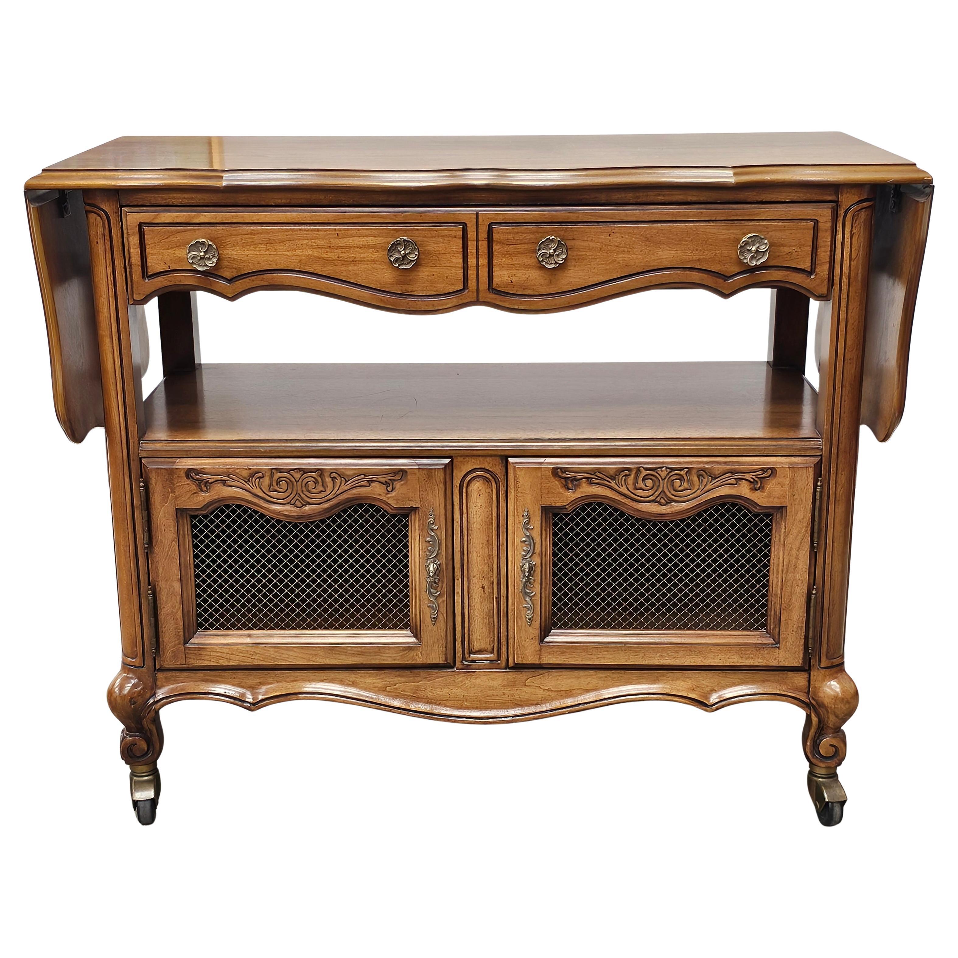 20th Century White Fine Furniture DropLeaf Rolling Buffet Server im Angebot