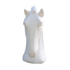 20th Century White French Art Deco Plaster Horse, Vintage Parisian Décor Head