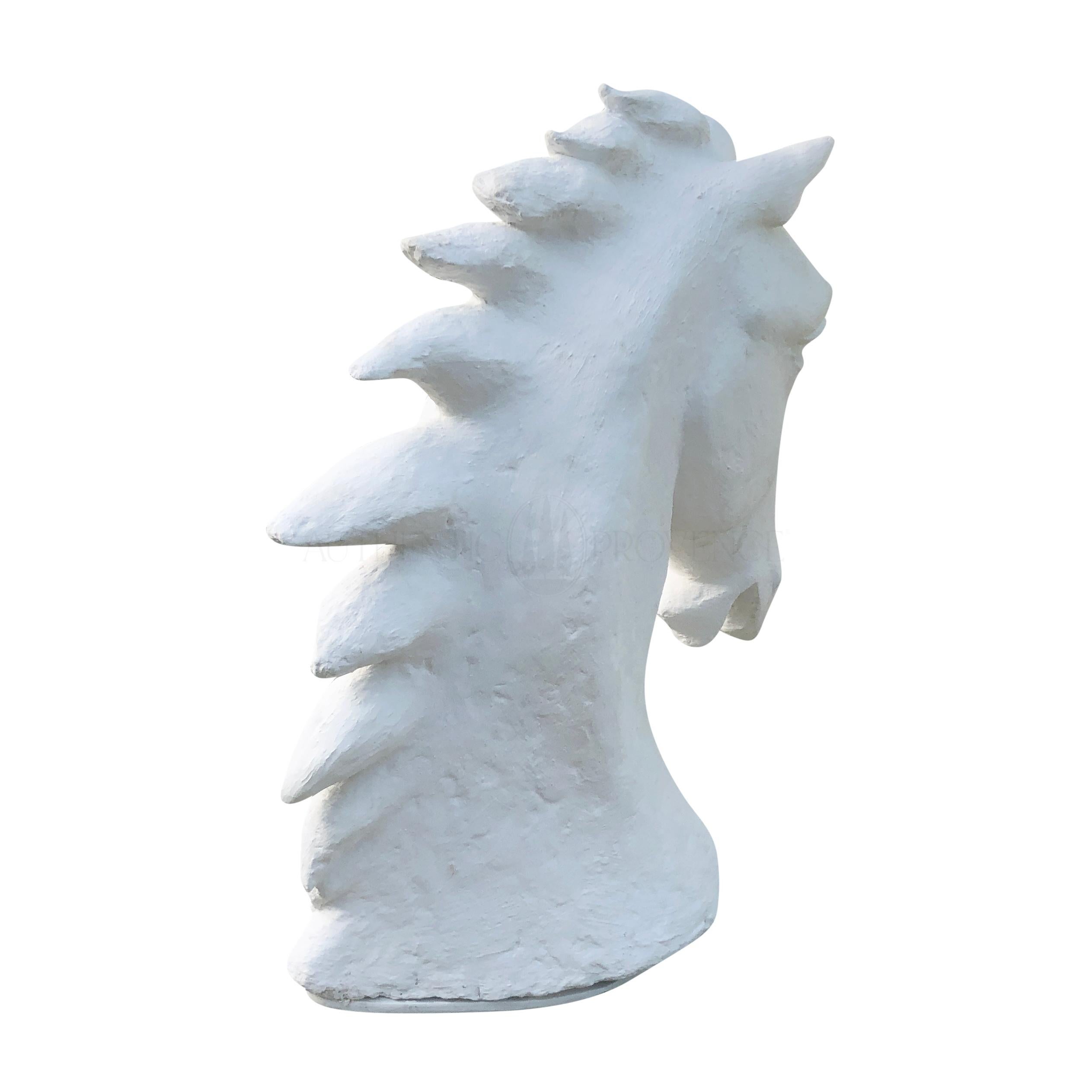 20th Century White French Art Deco Plaster Horse, Vintage Parisian Décor Head For Sale 1