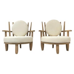 20th Century White French Pair of Bleached Oak Chairs by Guillerme et Chambron 20th Century White French Pair of Bleached Oak Chairs by Guillerme et Chambron