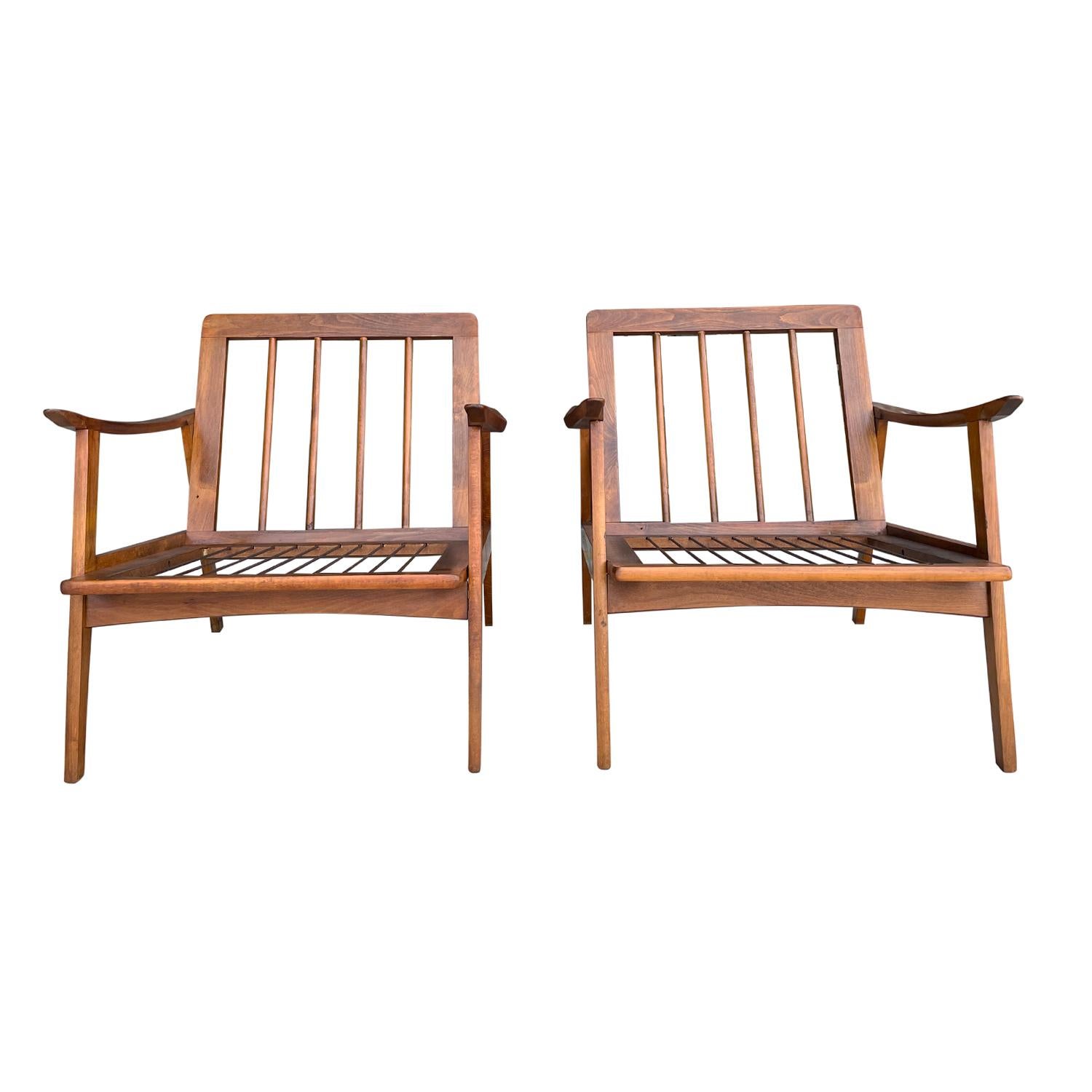 20th Century Danish Vintage Modern Pair of Open Teak Chairs by Kai Kristiansen For Sale 7