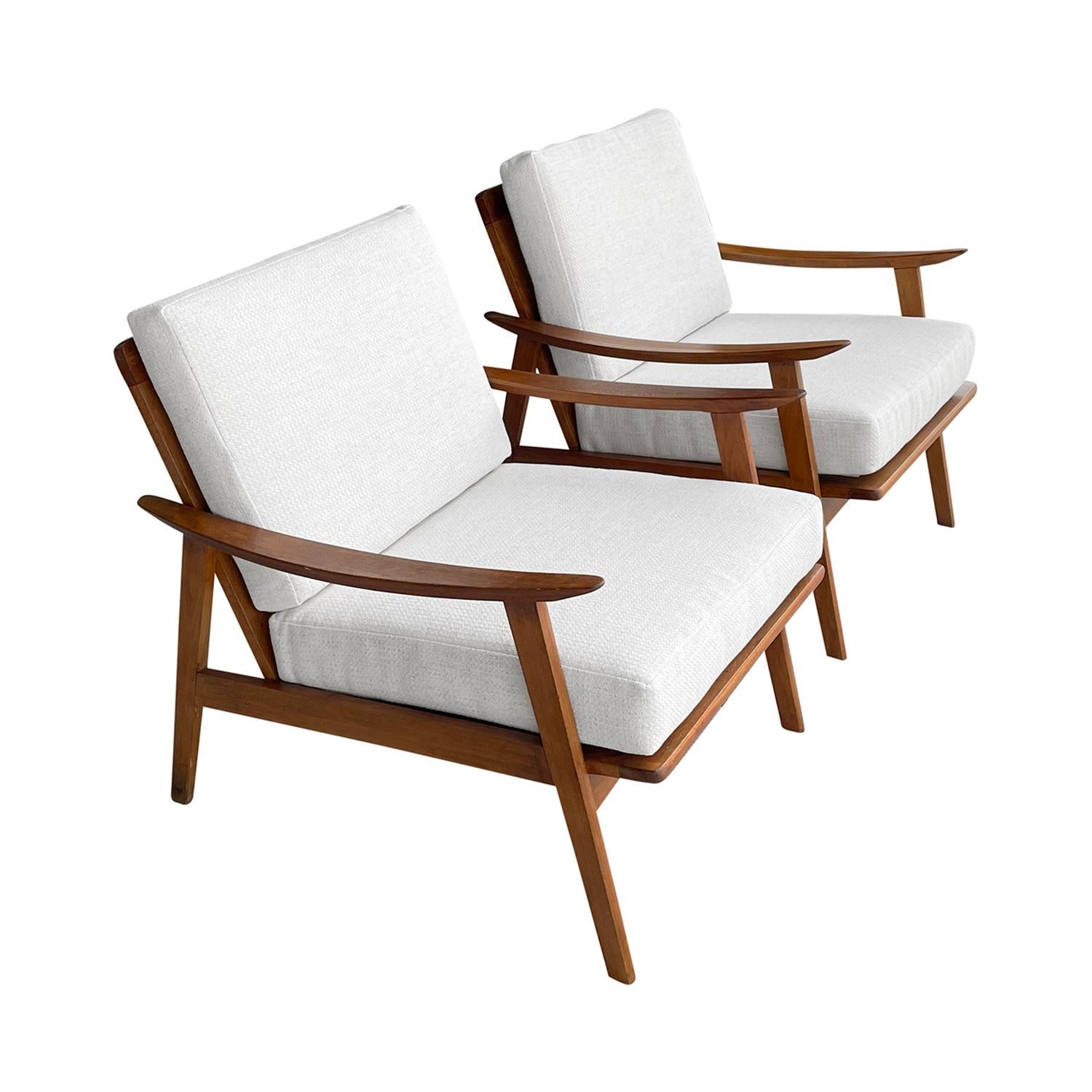 20th Century Danish Vintage Modern Pair of Open Teak Chairs by Kai Kristiansen In Good Condition For Sale In West Palm Beach, FL