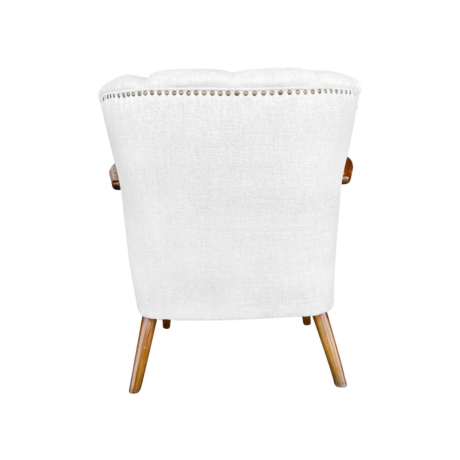 Fabric 20th Century Danish Art Deco Beechwood Armchair - Vintage Single Side Chair For Sale