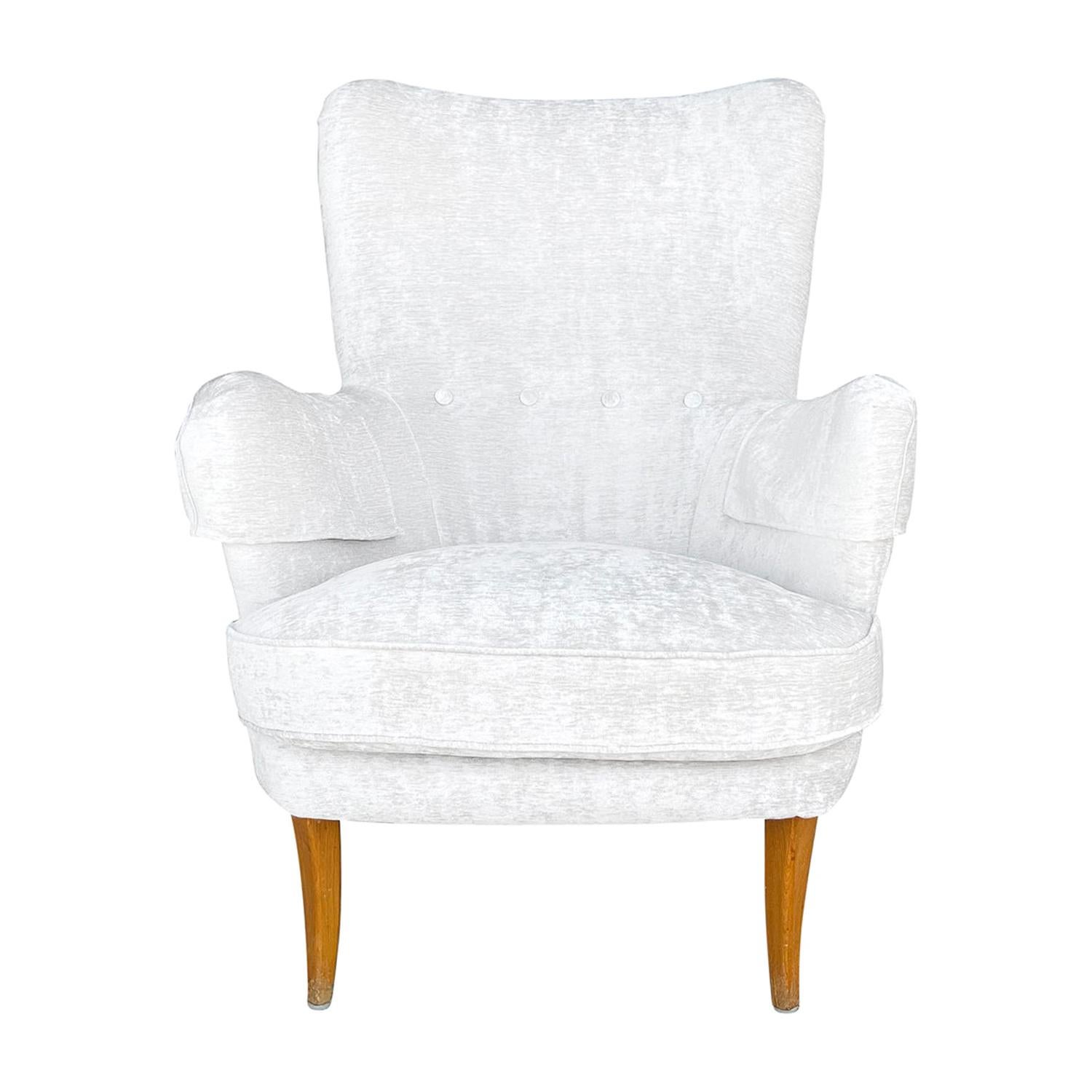 20th Century White-Grey Single Swedish Armchair, Side Chair by Carl Malmsten