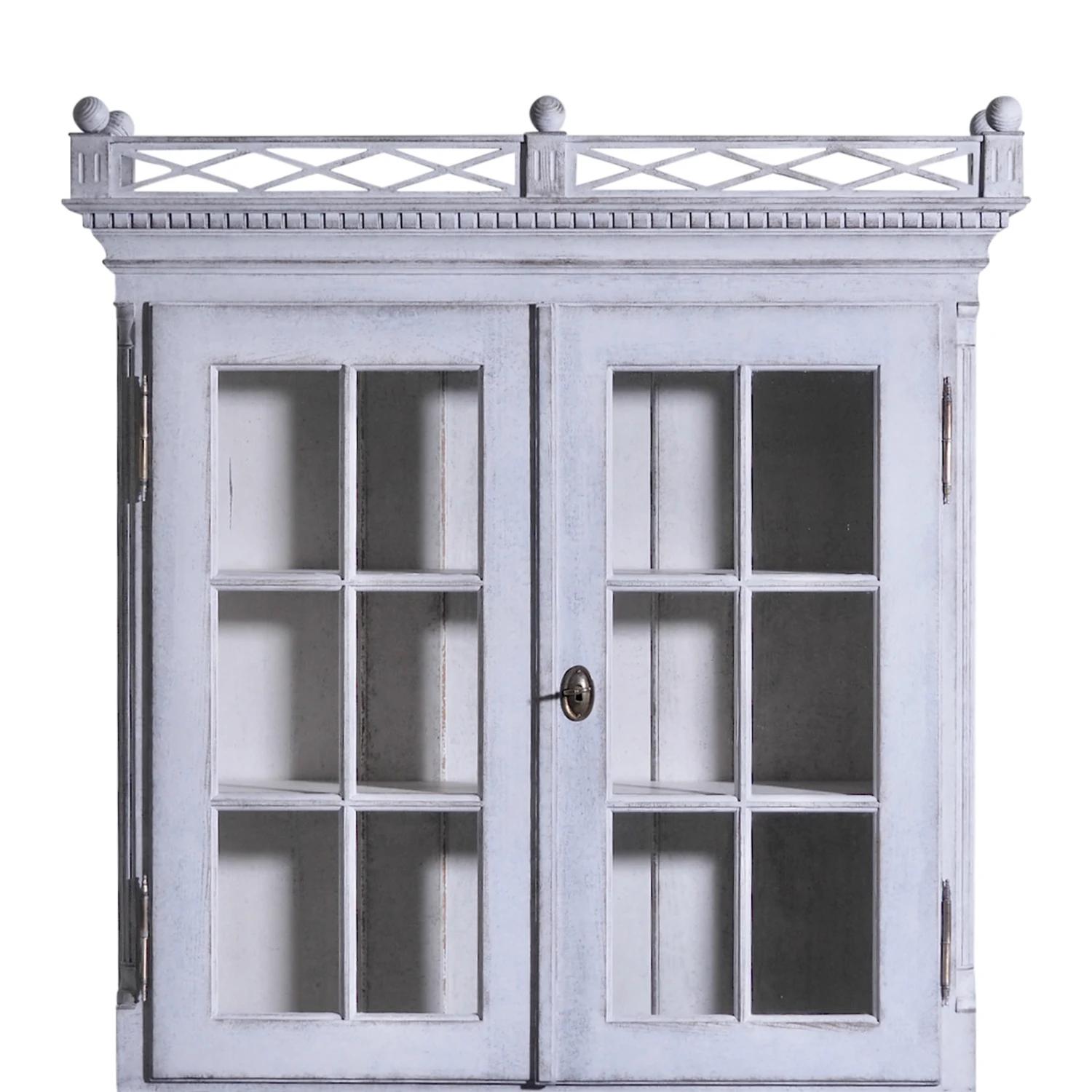 20th Century White-Grey Swedish Gustavian Two Part Pinewood Bureau, Secretary In Good Condition For Sale In West Palm Beach, FL