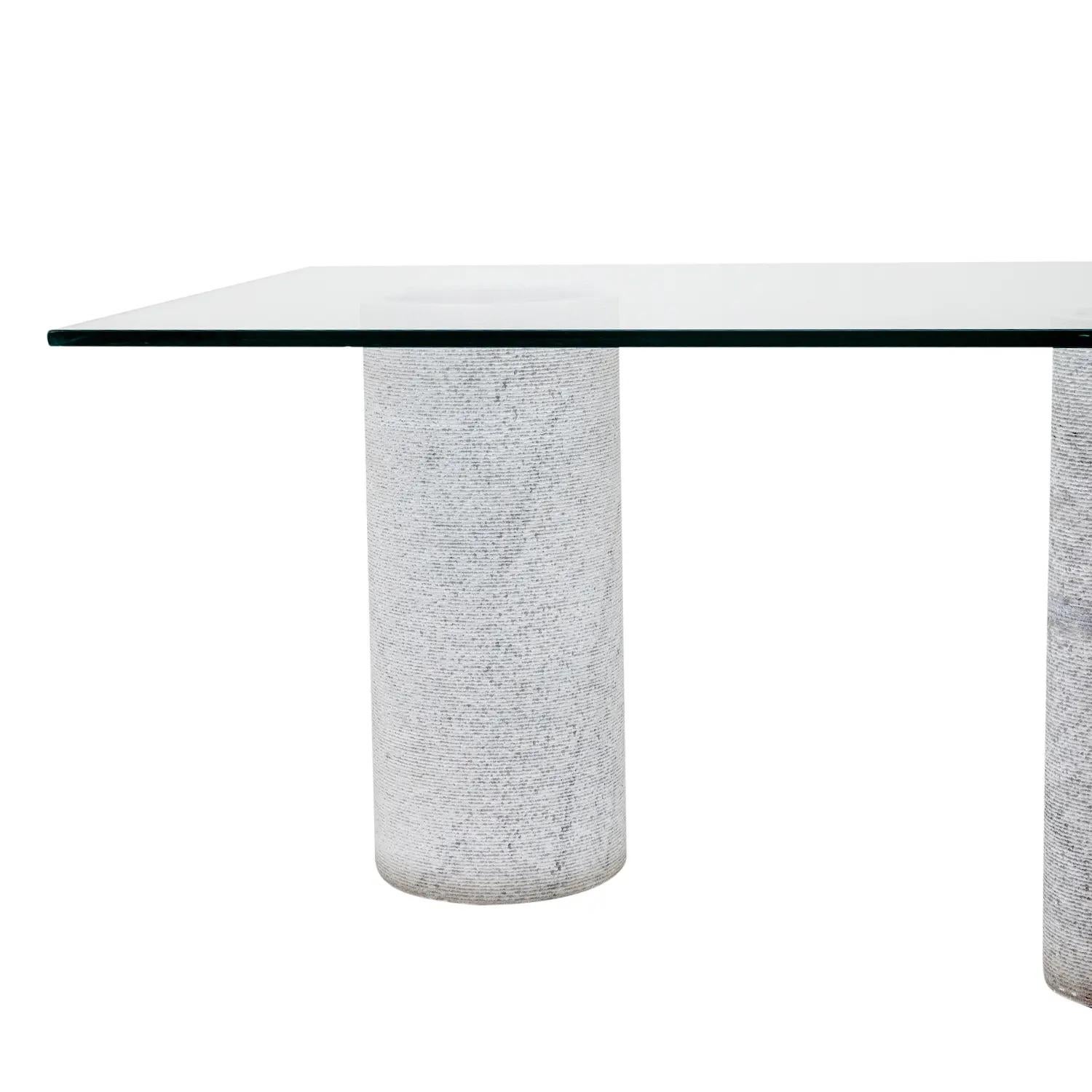 20th Century White Italian Marble, Glass Dining Room Table by Massimo Vignelli For Sale 5