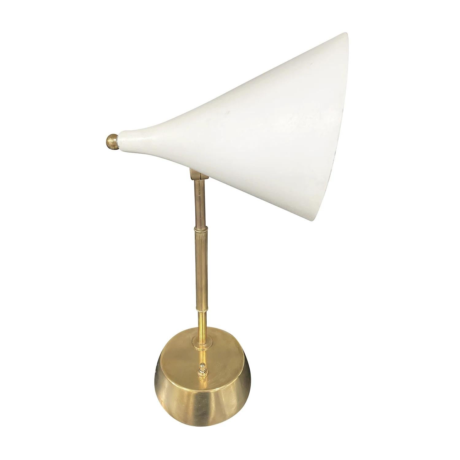 Polished 20th Century Italian Metal, Brass Desk Lamp - Vintage Lacquered Aluminum Light For Sale