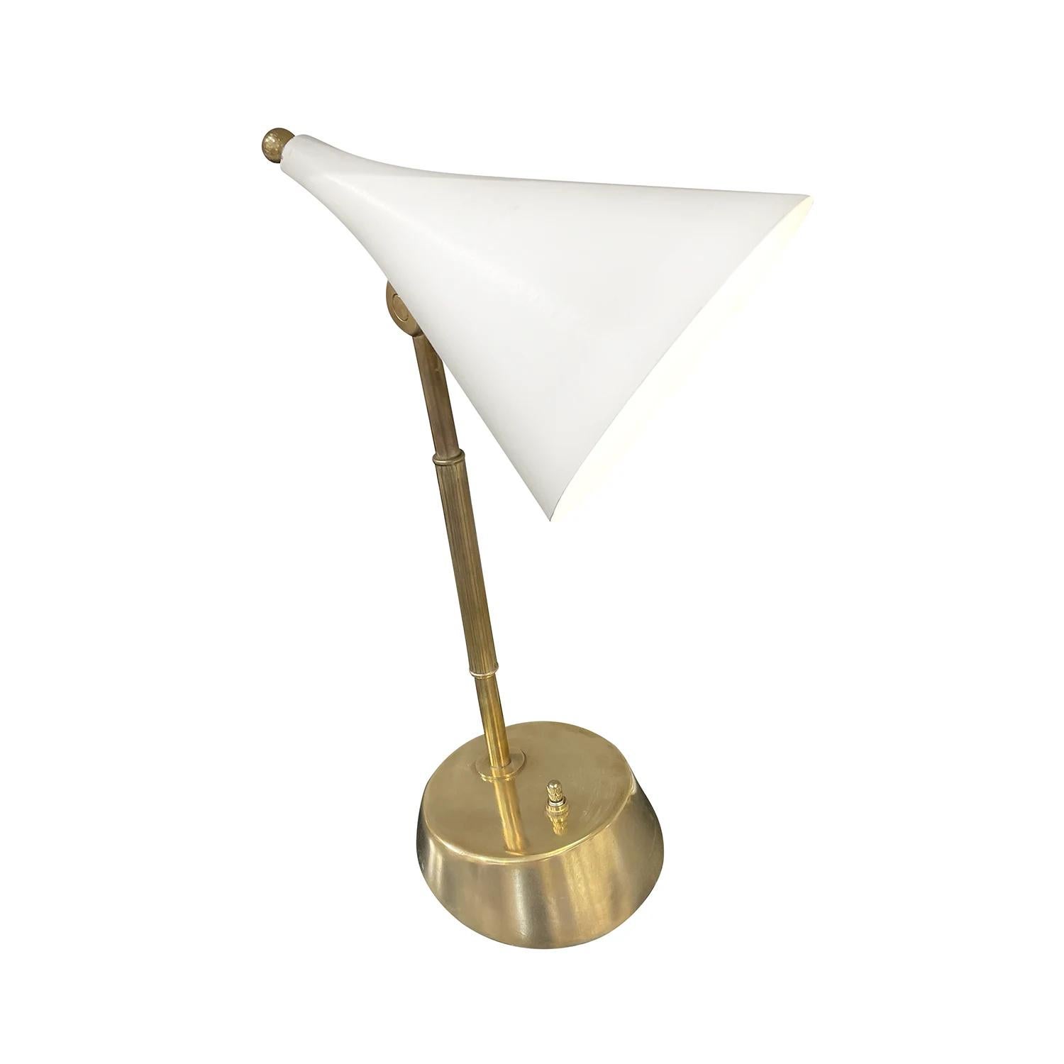 20th Century Italian Metal, Brass Desk Lamp - Vintage Lacquered Aluminum Light In Good Condition For Sale In West Palm Beach, FL