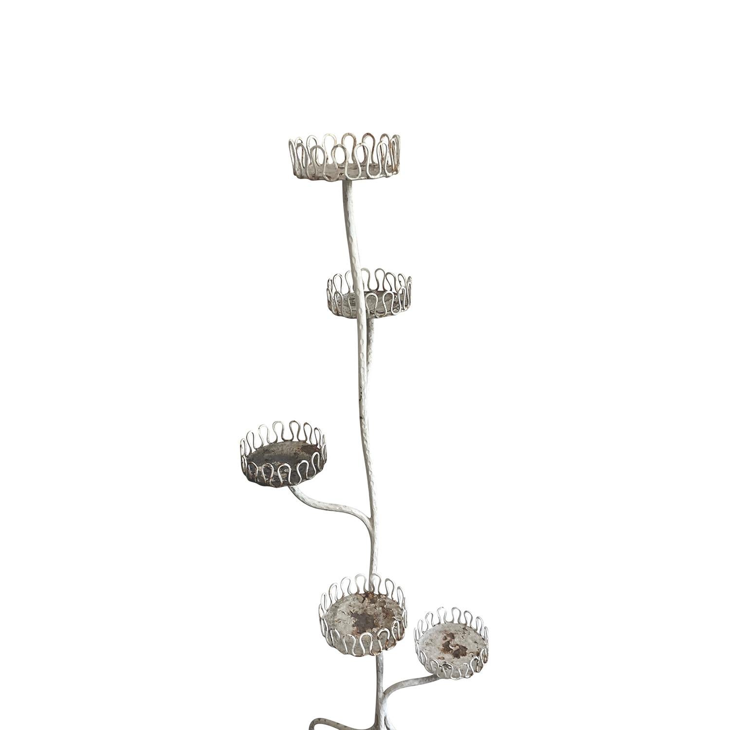 Forged 20th Century Italian Metal Plant Stand - Flower Holder in the Style of Gio Ponti For Sale