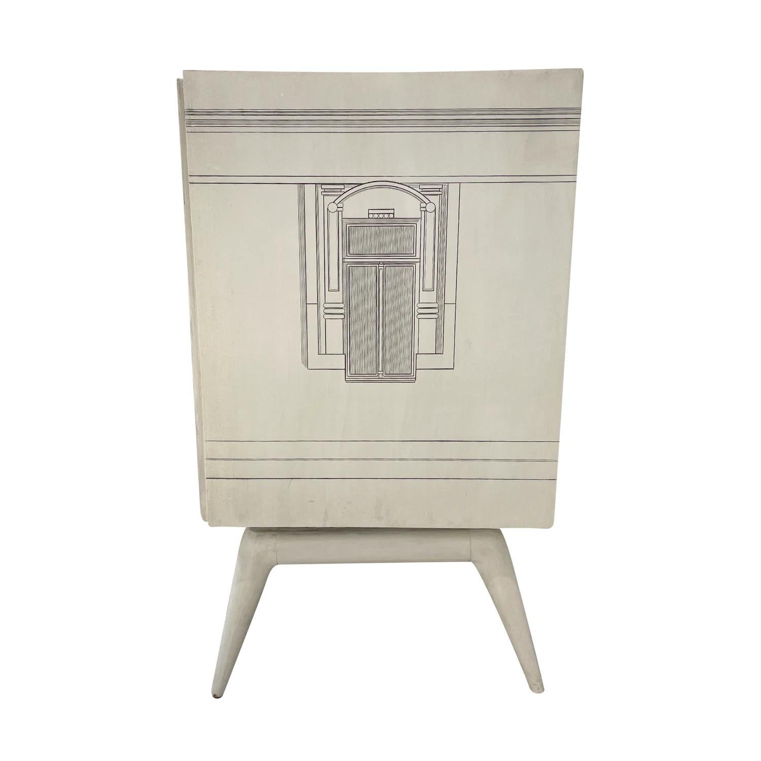Metal 20th Century Italian Painted Walnut Dresser in the style of Piero Fornasetti For Sale