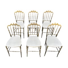 Italienisches Set aus sechs modernistischen Messing-Esszimmerstühlen aus dem 20. Jahrhundert von Chiavari
