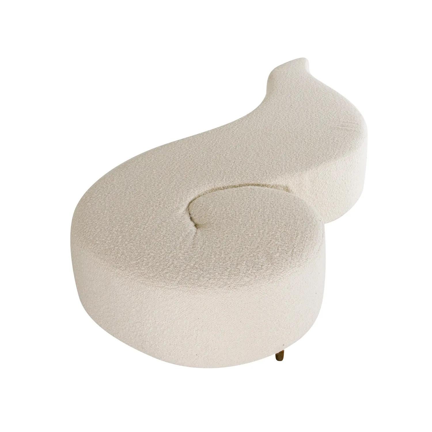 Hand-Carved 20th Century White Italian Walnut Settee, Vintage Volute-Shaped Sofa Bench