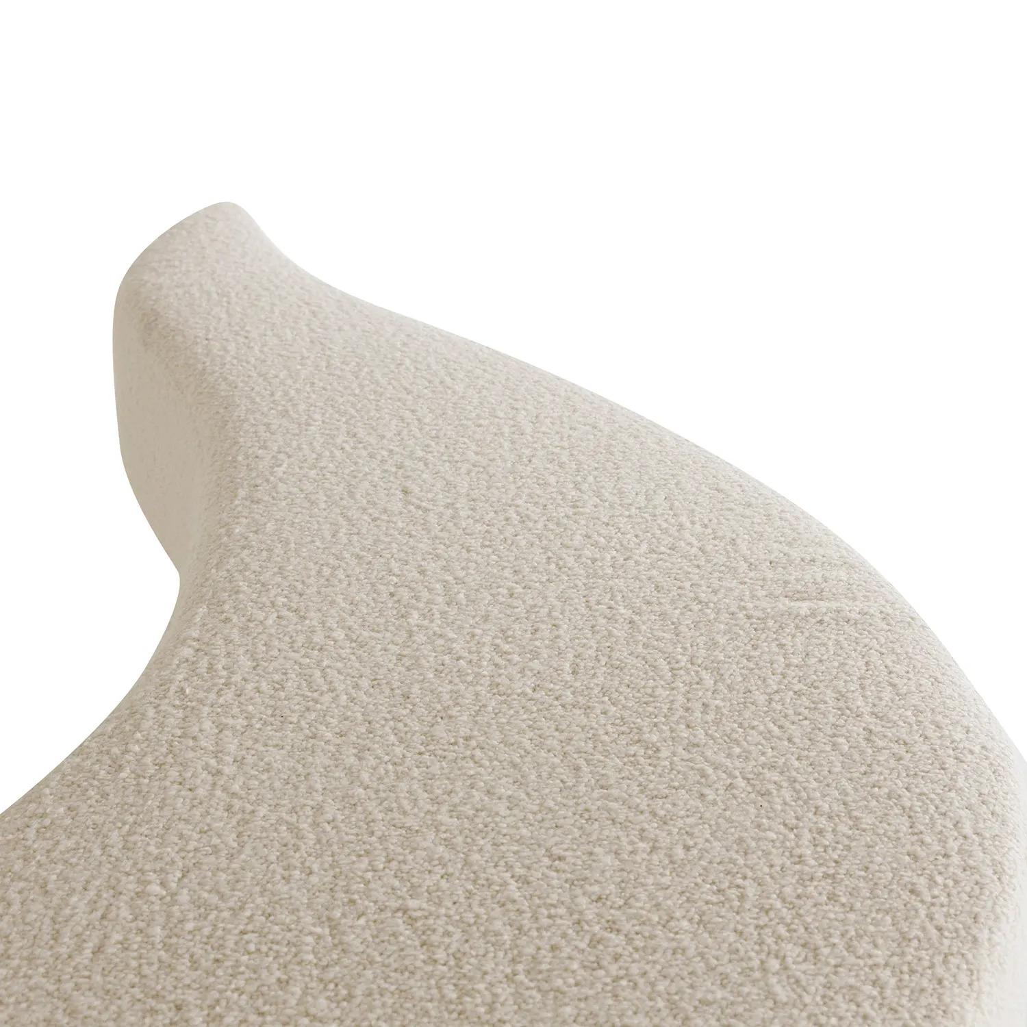 Fabric 20th Century White Italian Walnut Settee, Vintage Volute-Shaped Sofa Bench