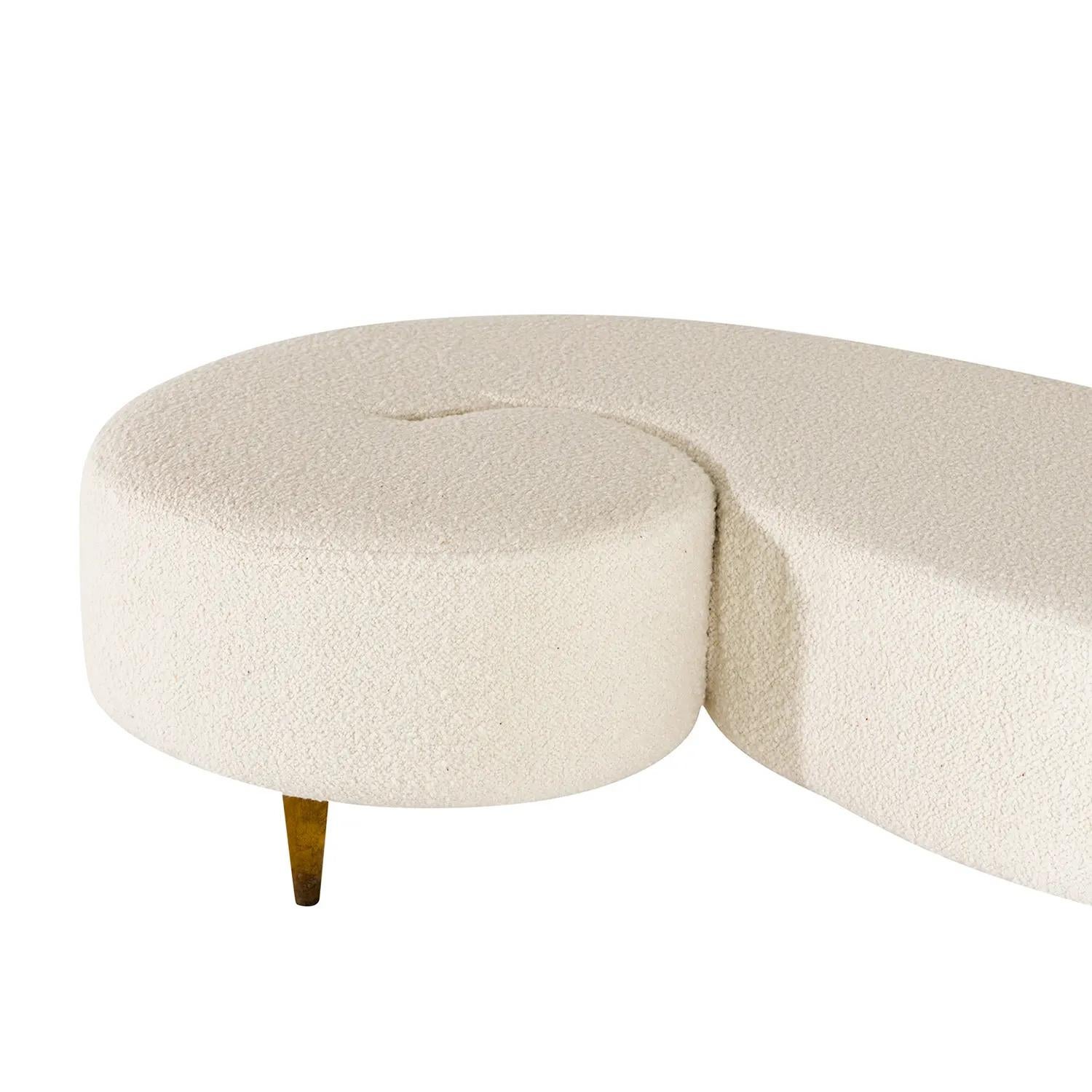 20th Century White Italian Walnut Settee, Vintage Volute-Shaped Sofa Bench 1