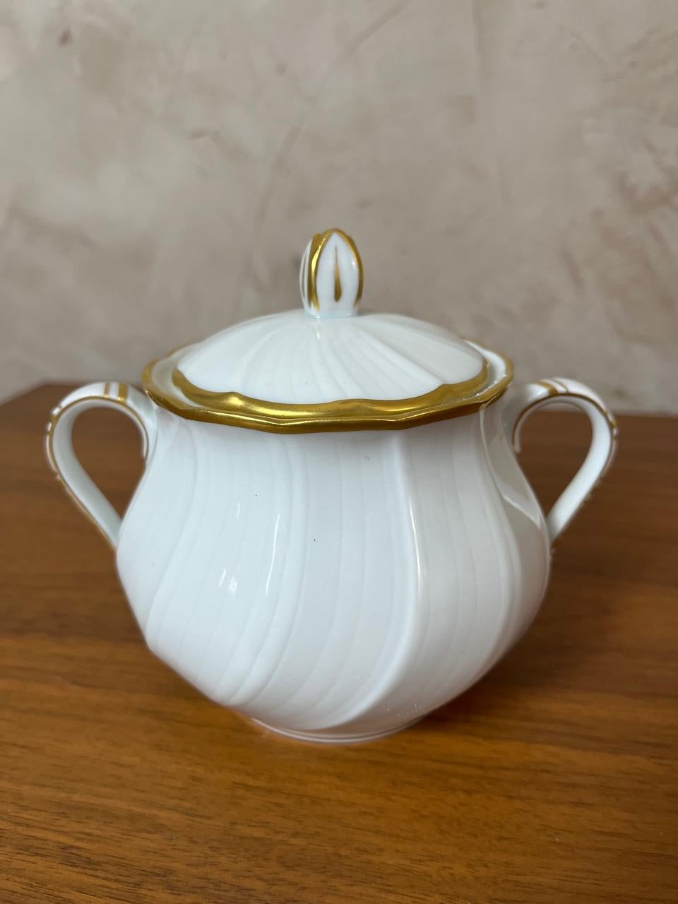 20th century White Limoges Porcelain Tea set by Bernardaud, 1930s For Sale 7