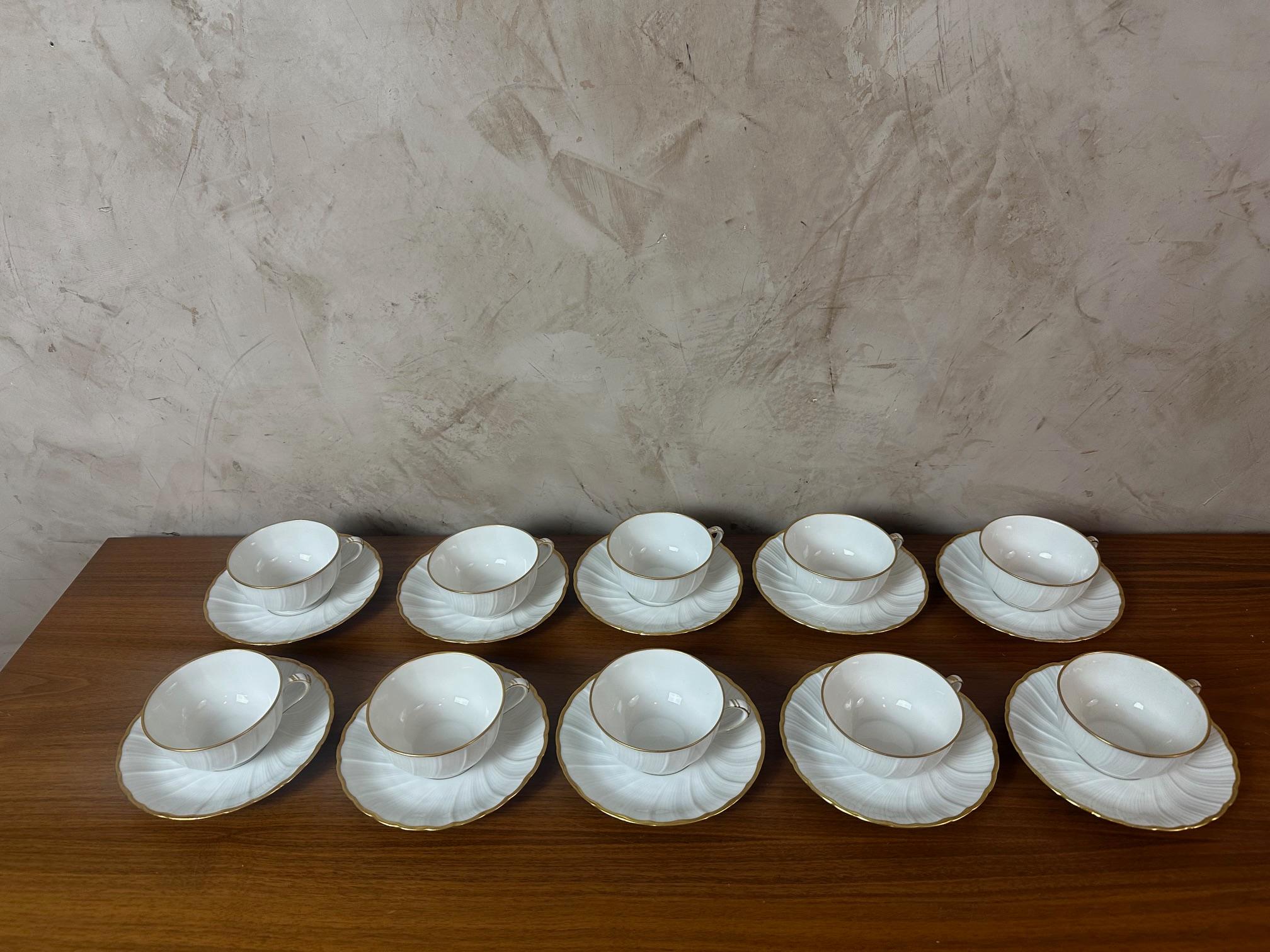 20th century White Limoges Porcelain Tea set by Bernardaud, 1930s For Sale 12