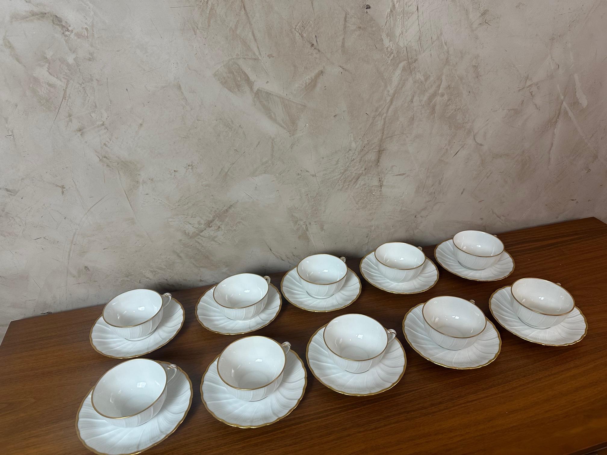 20th century White Limoges Porcelain Tea set by Bernardaud, 1930s For Sale 13