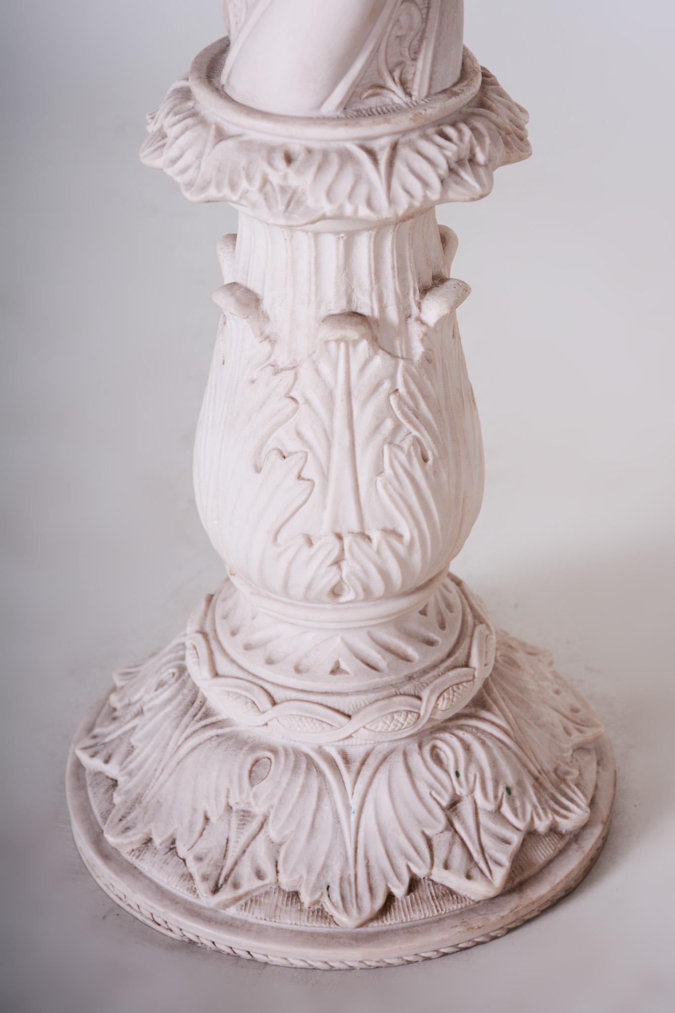 Czech 20th Century White Marble Column, Original Preserved Condition