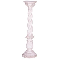 20th Century White Marble Column, Original Preserved Condition