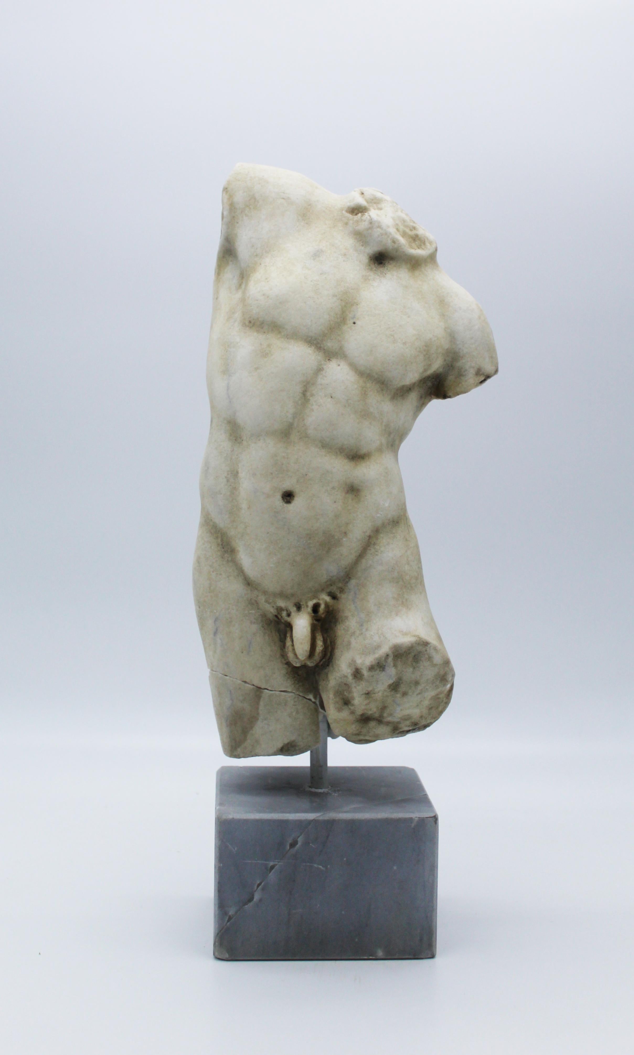 Classical Greek 20th Century White Marble Italian Sculpture Torso of Apollo by Giancarlo Pace