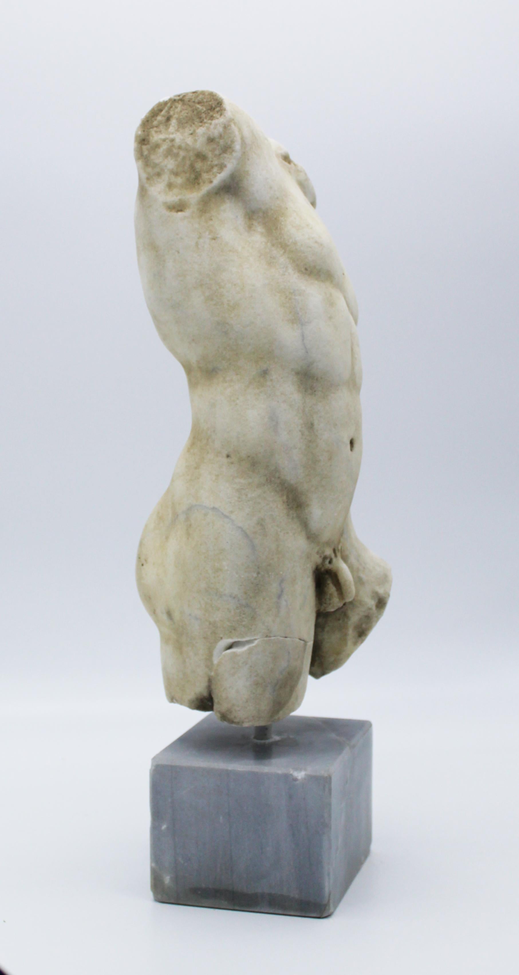 Hand-Carved 20th Century White Marble Italian Sculpture Torso of Apollo by Giancarlo Pace