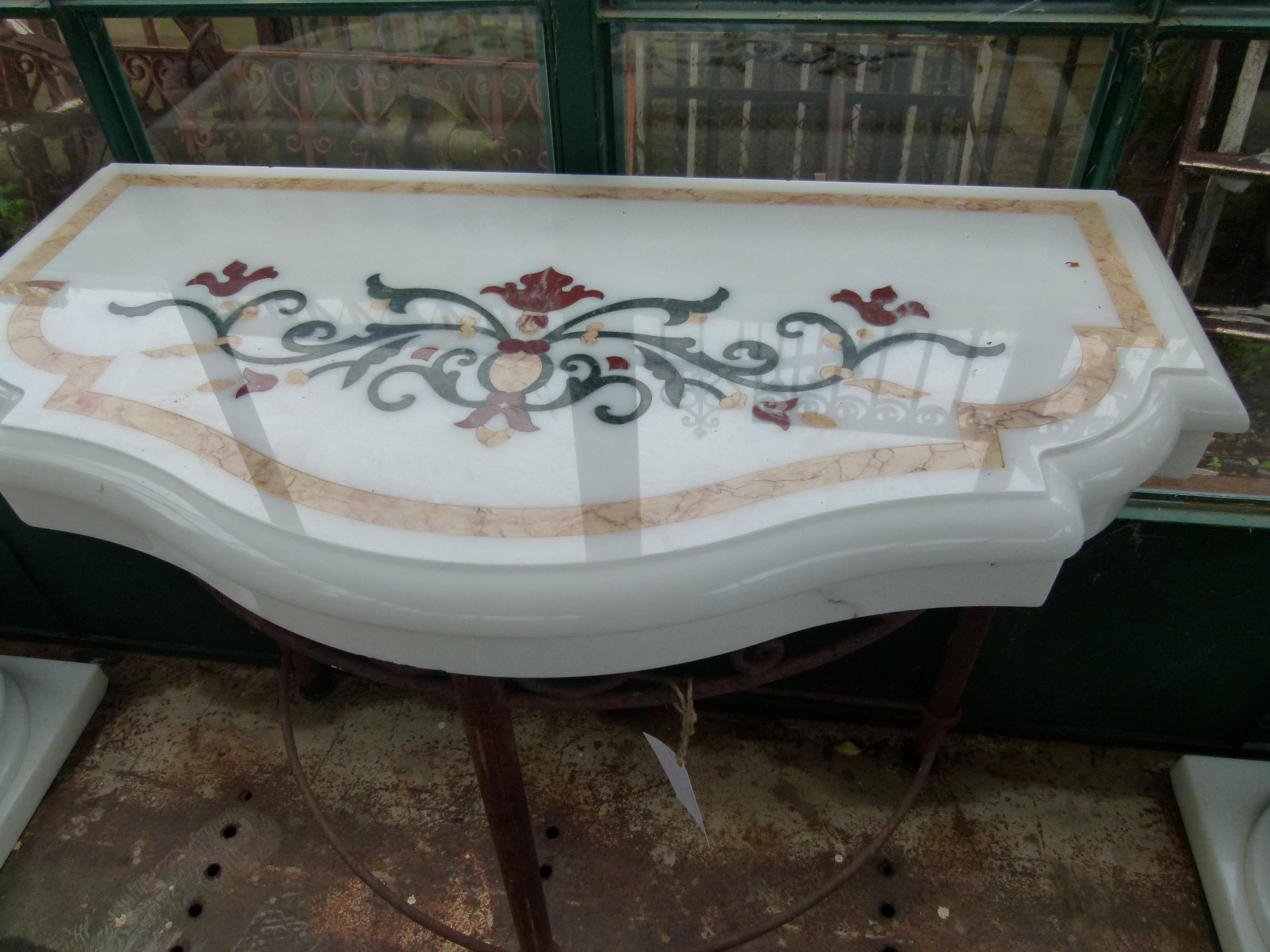 Country 20th Century White Marble Spanish Console