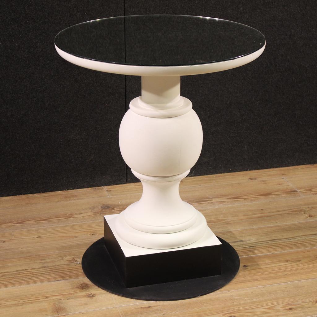 20th Century White Painted Wood Mirror Top Italian Side Table, 1970 For Sale 7