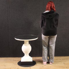 20th Century White Painted Wood Mirror Top Italian Side Table, 1970