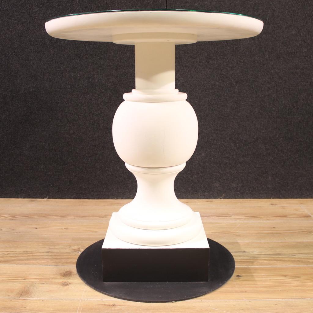 20th Century White Painted Wood Mirror Top Italian Side Table, 1970 For Sale 2