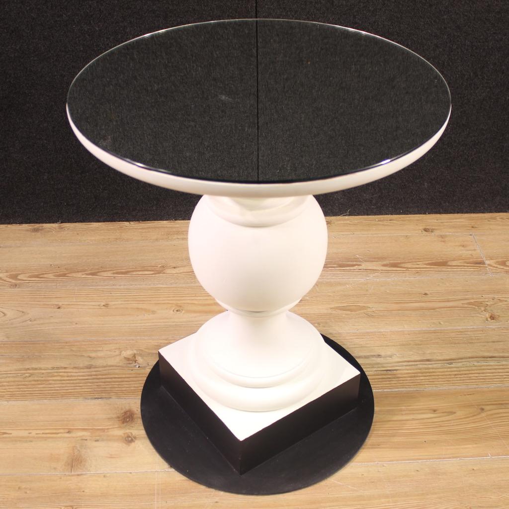 20th Century White Painted Wood Mirror Top Italian Side Table, 1970 For Sale 3