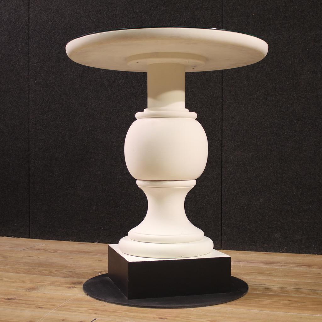 20th Century White Painted Wood Mirror Top Italian Side Table, 1970 For Sale 4