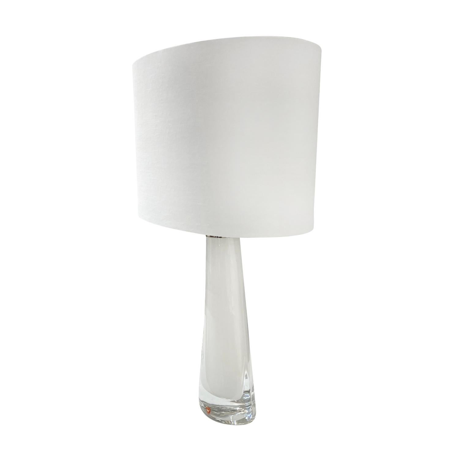 Mid-Century Modern 20th Century White Swedish Orrefors Table Lamp, Desk Light by Carl Fagerlund