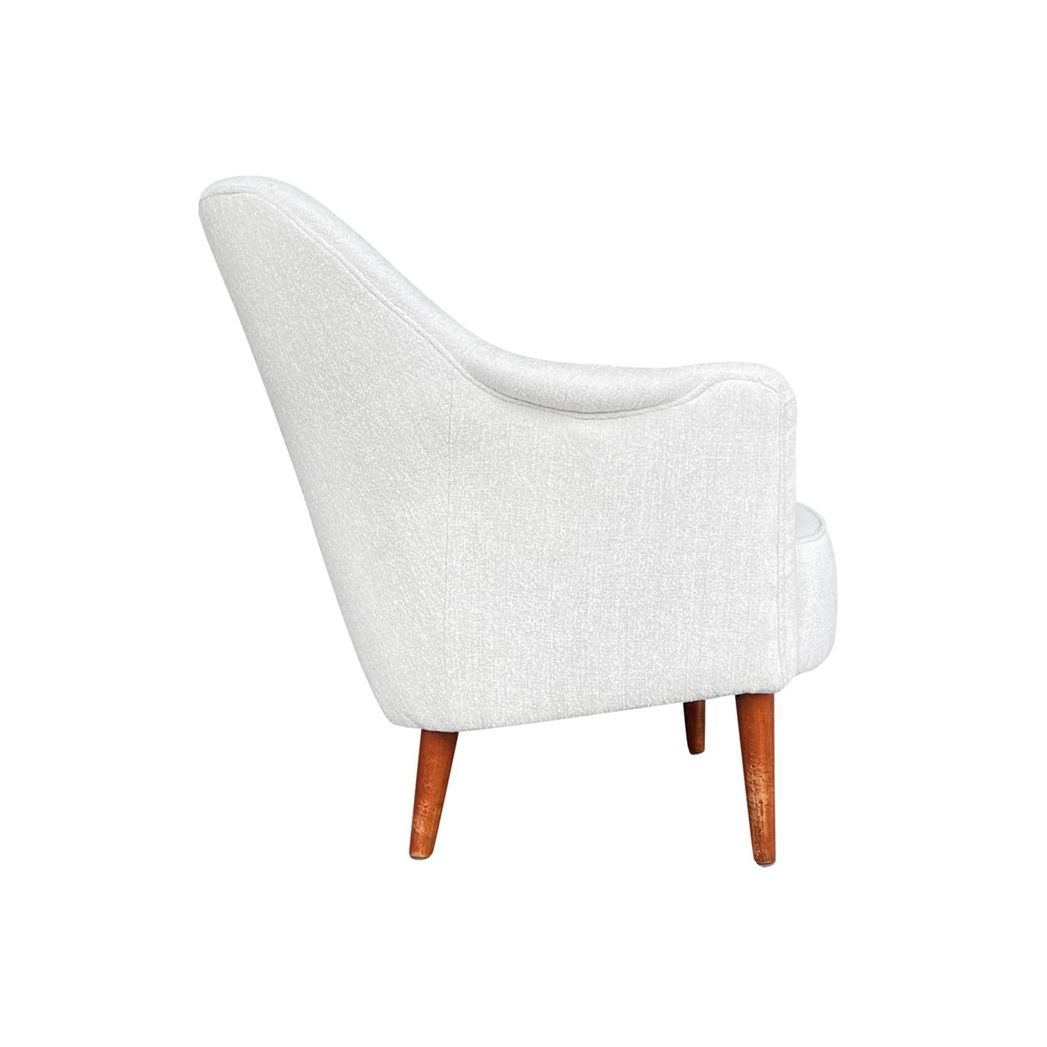 Mid-Century Modern 20th Century White Swedish Samspel Easy Chair, Birch Armchair by Carl Malmsten For Sale