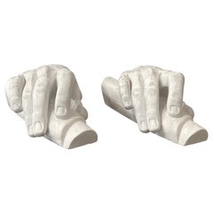 20ème Siècle Paire de Décorations de Table en Plâtre Français, Main de Mose