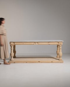 20th Century White Wood Draper’s Table with Marble Top