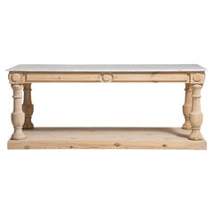 20th Century White Wood Draper’s Table with Marble Top